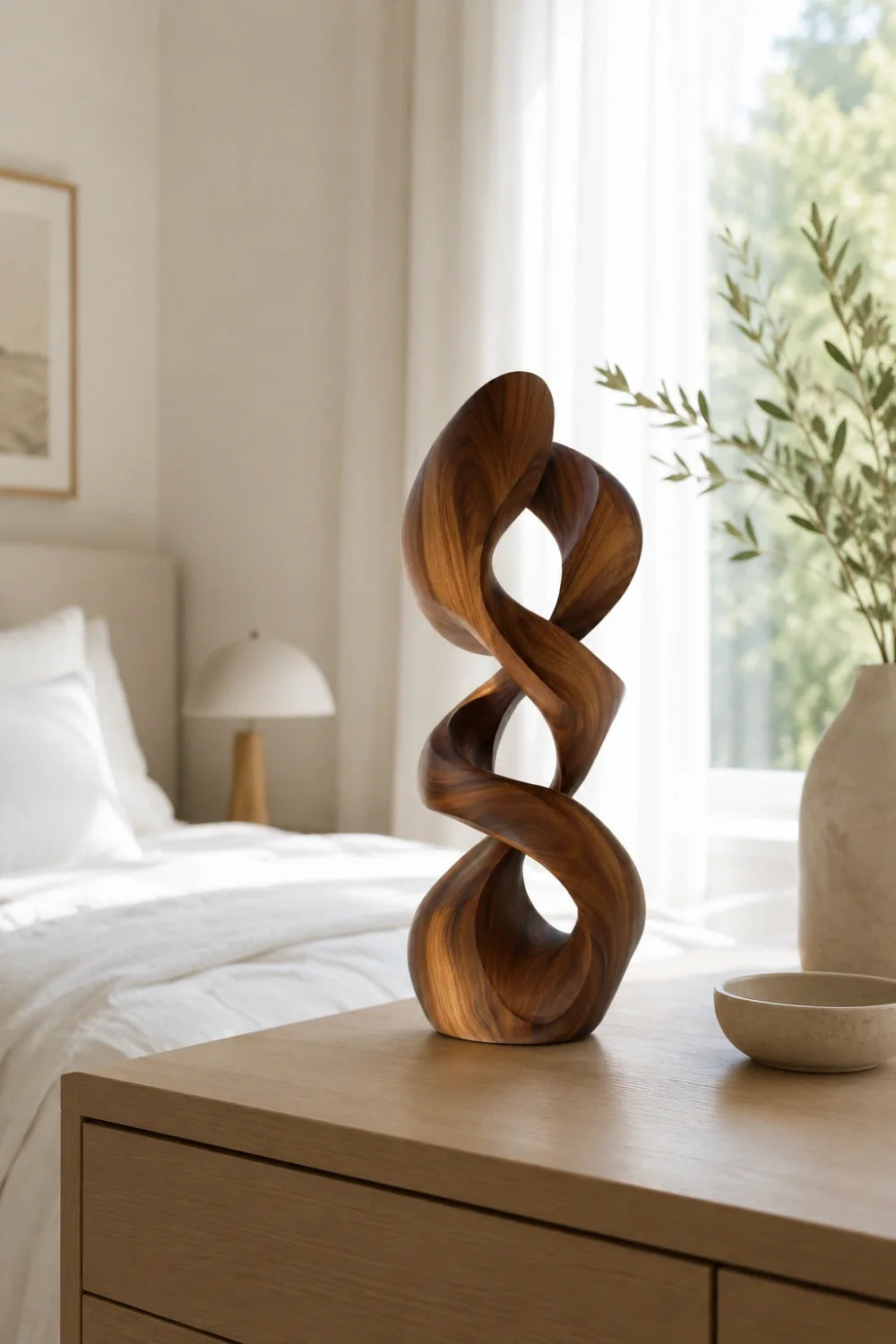 Summit Abstract Wood Sculpture, angled three quarter view