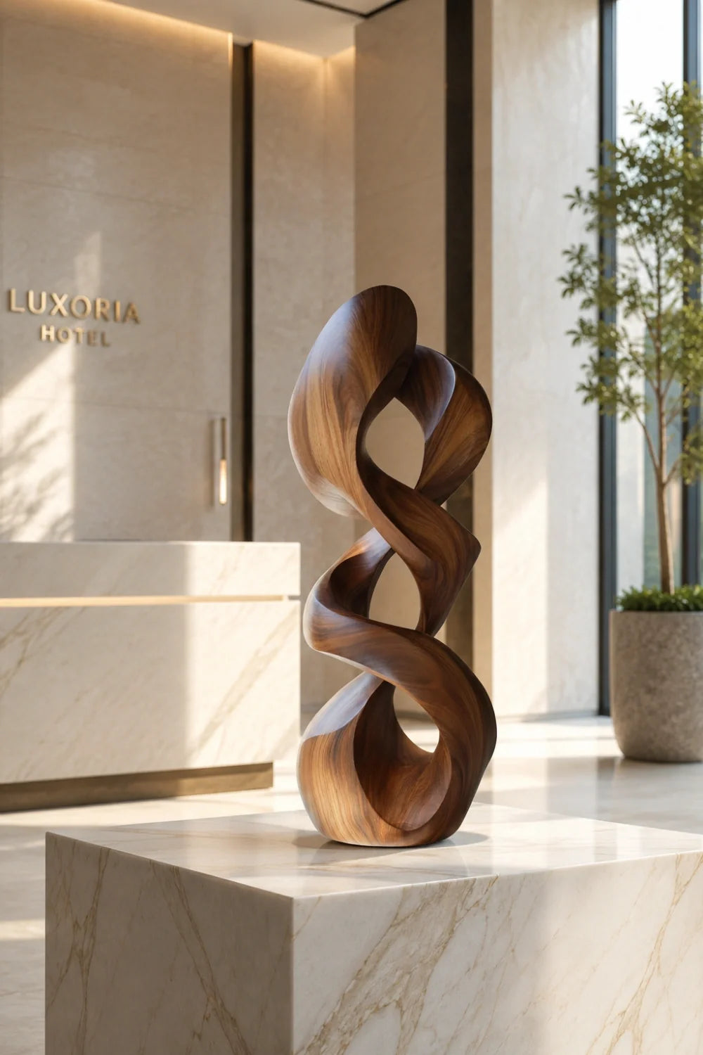 Summit Abstract Wood Sculpture, top down view