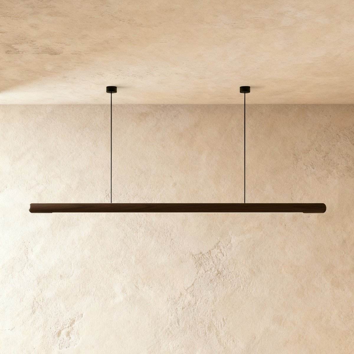 Svelte Walnut Pendant Light, full fixture front view