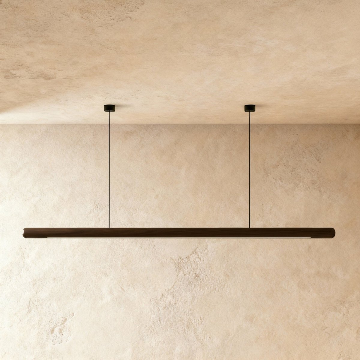 Svelte Walnut Pendant Light, close up of the finish and material