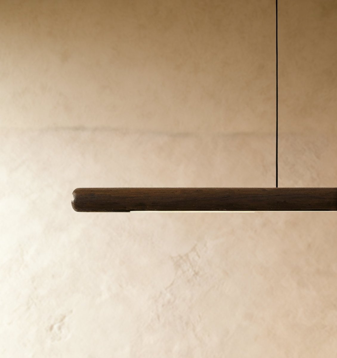 Svelte Walnut Pendant Light, unlit profile view