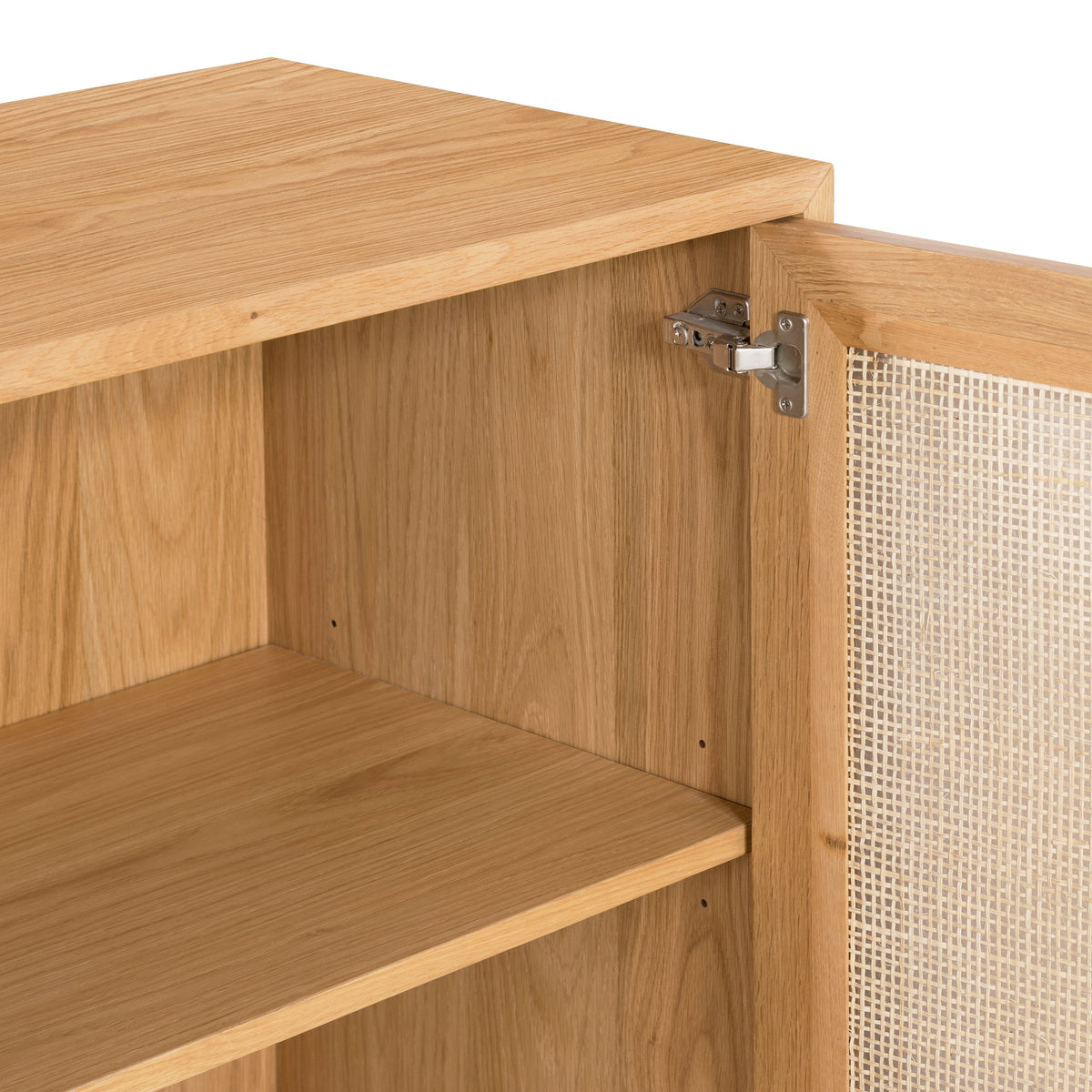 Tate 76" Oak Sideboard, shown at an angle