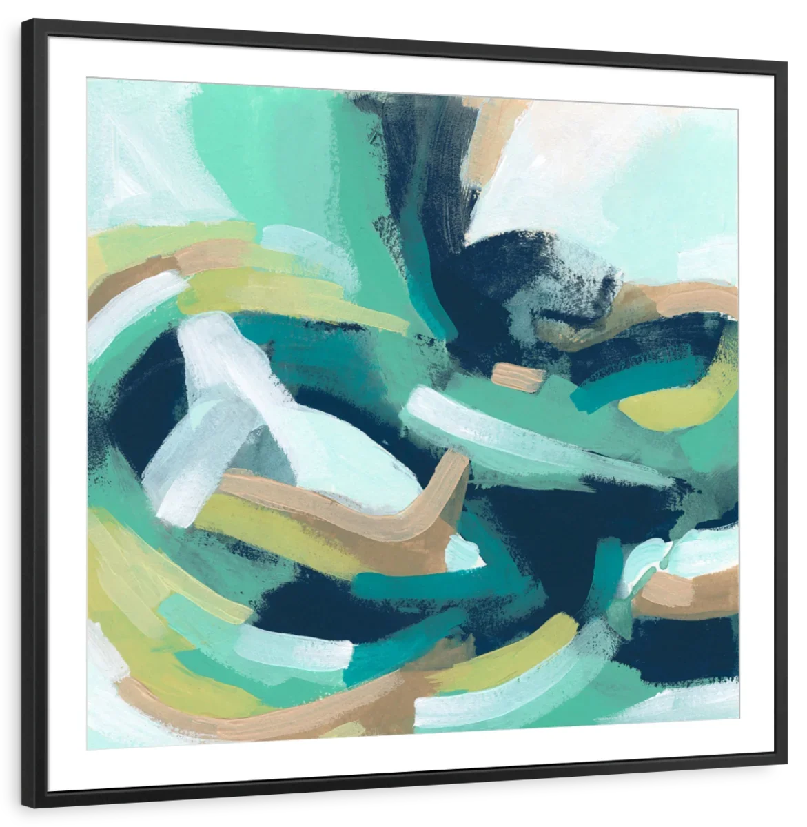 Teal Swirl Abstract IV Wall Art, corner and edge detail