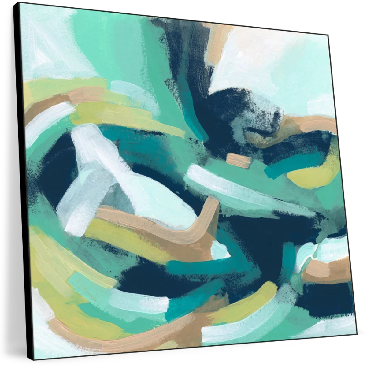 Teal Swirl Abstract IV Wall Art, scale in a living room