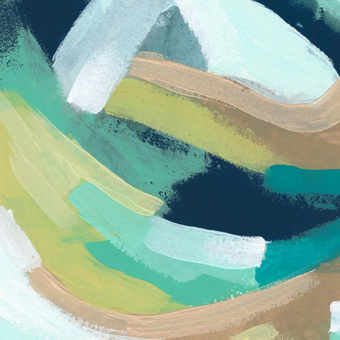 Teal Swirl Abstract IV Wall Art, held for scale