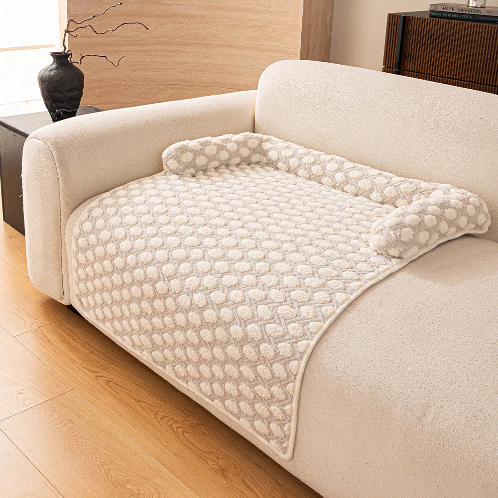 Textured Dot Plush Pet Sofa Bed, grey finish