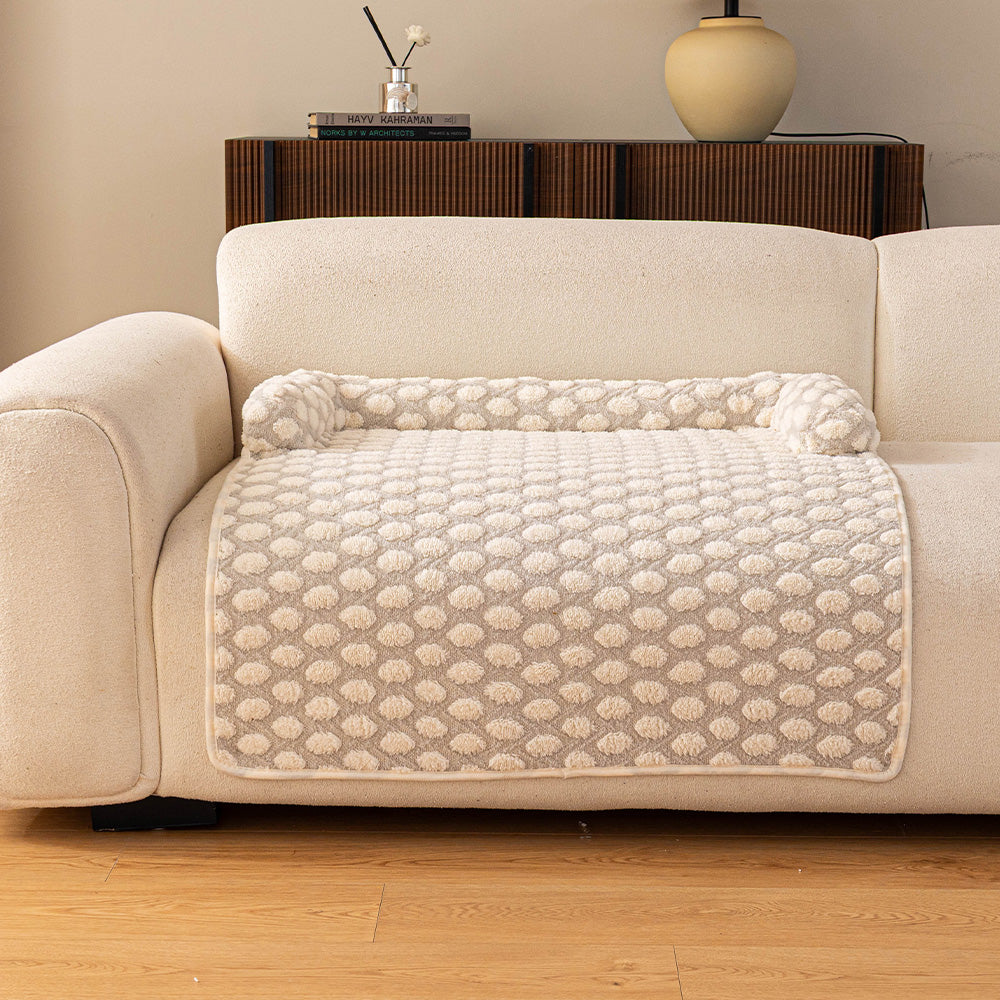 Textured Dot Plush Pet Sofa Bed, front view