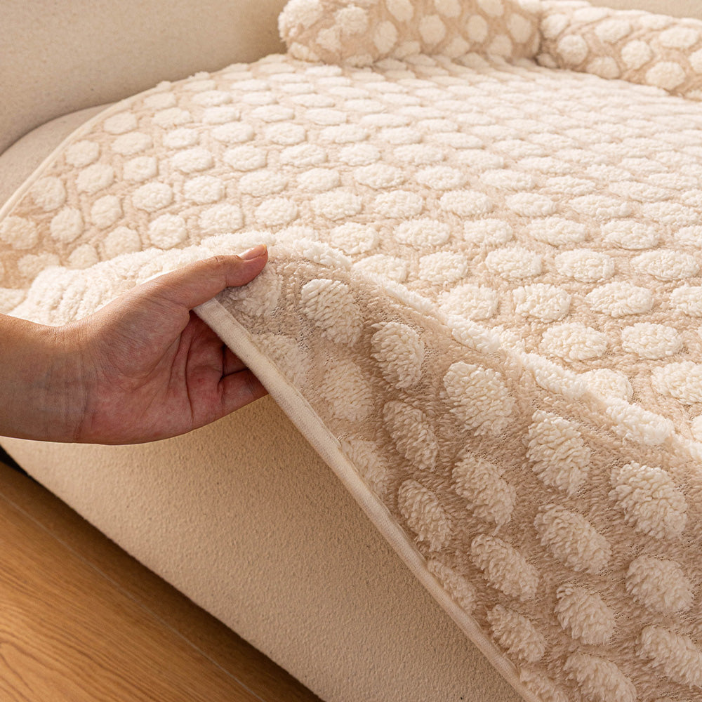 Textured Dot Plush Pet Sofa Bed, side profile