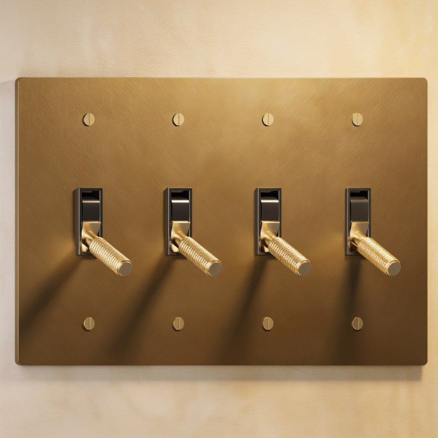 The Architectural Brass 4-Way Toggle Switch (1 to 5 Gang), full set view