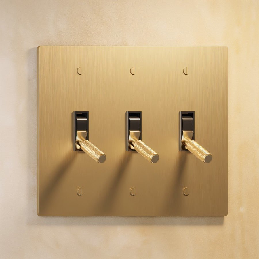 The Architectural Brass 4-Way Toggle Switch (1 to 5 Gang), finish close up