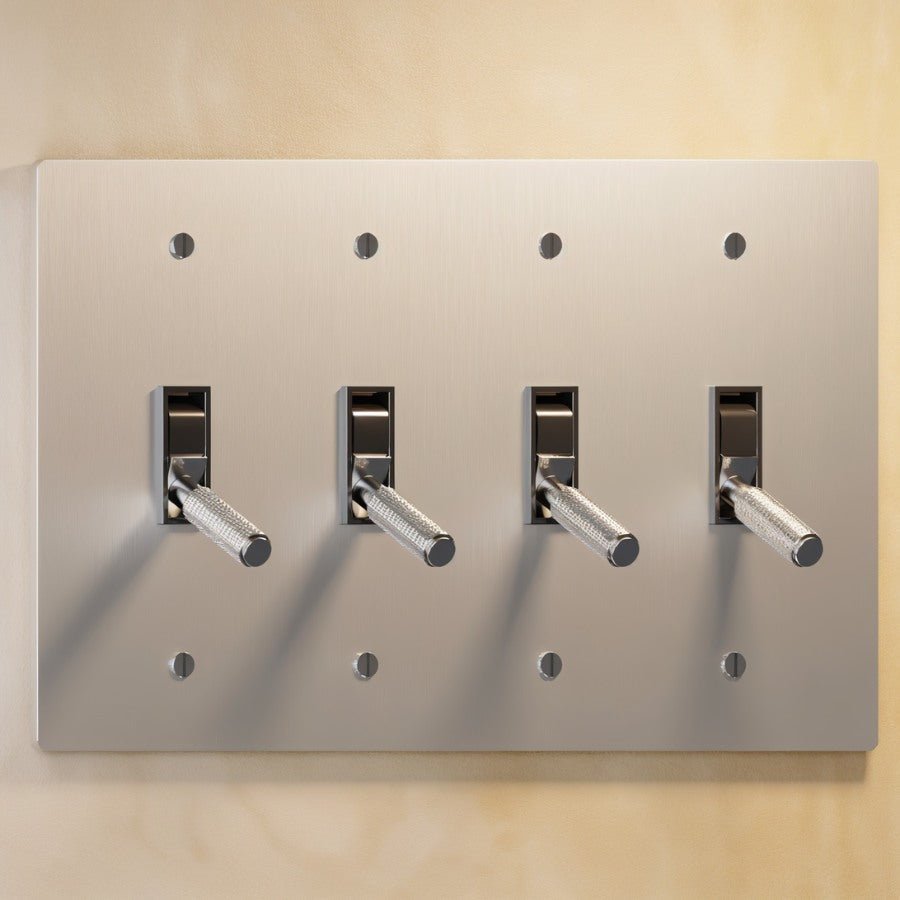 The Architectural Brass 4-Way Toggle Switch (1 to 5 Gang), front face view