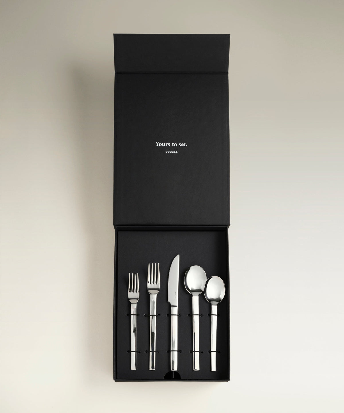 Tomales Four-Person Flatware Set, polished, bowl and tine close up