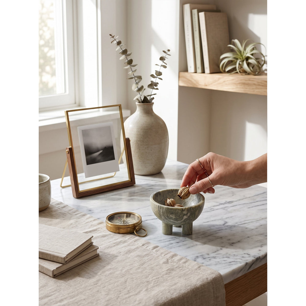 Tuscan Marble Footed Bowl, second angled three quarter view