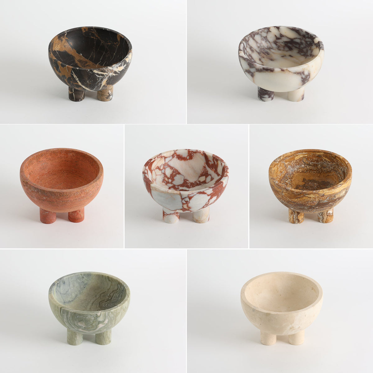 Tuscan Marble Footed Bowl, third stone and finish close up