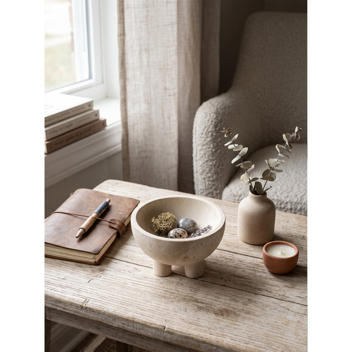 Tuscan Marble Footed Bowl, interior view
