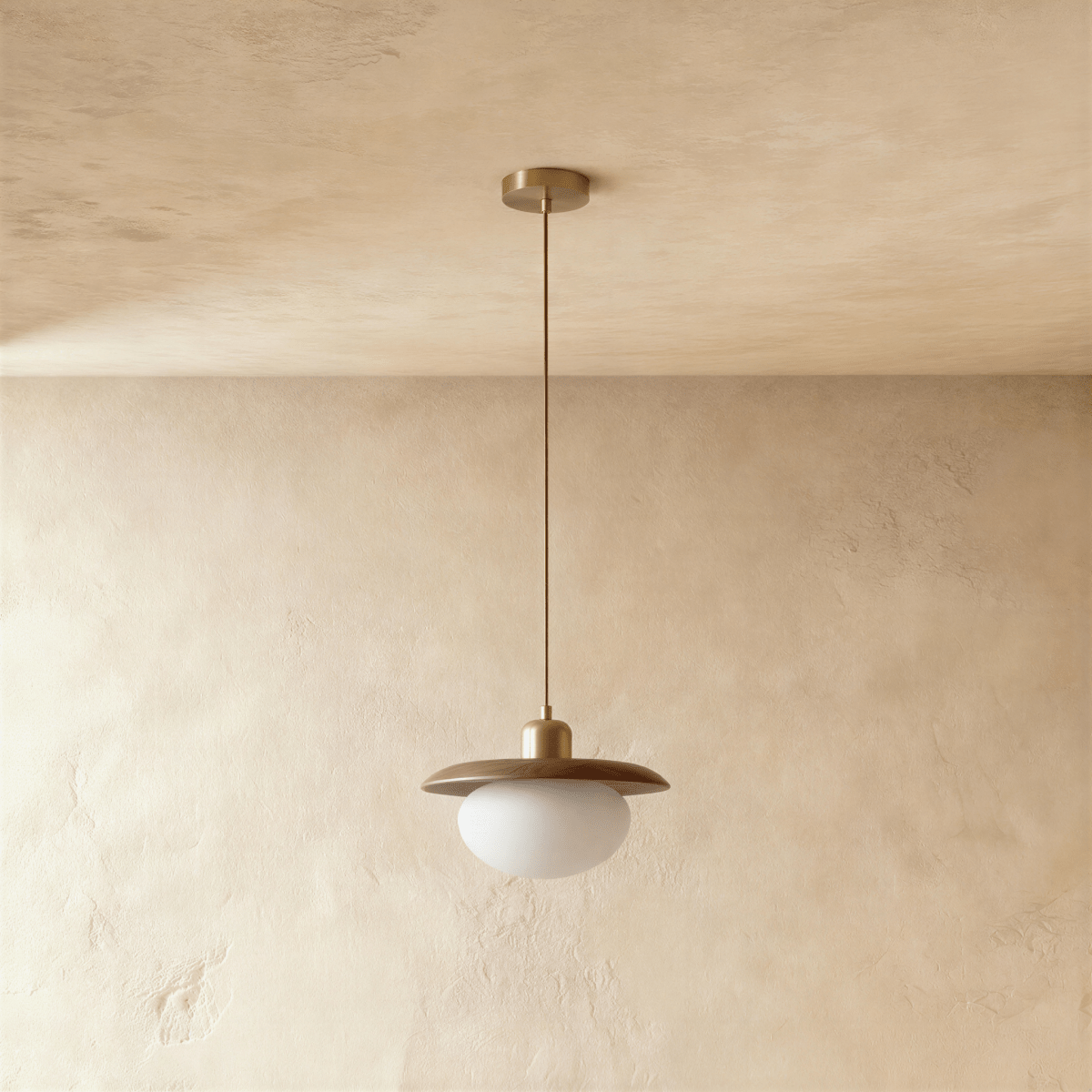 Velaro Pendant Light, fixture lit in a room