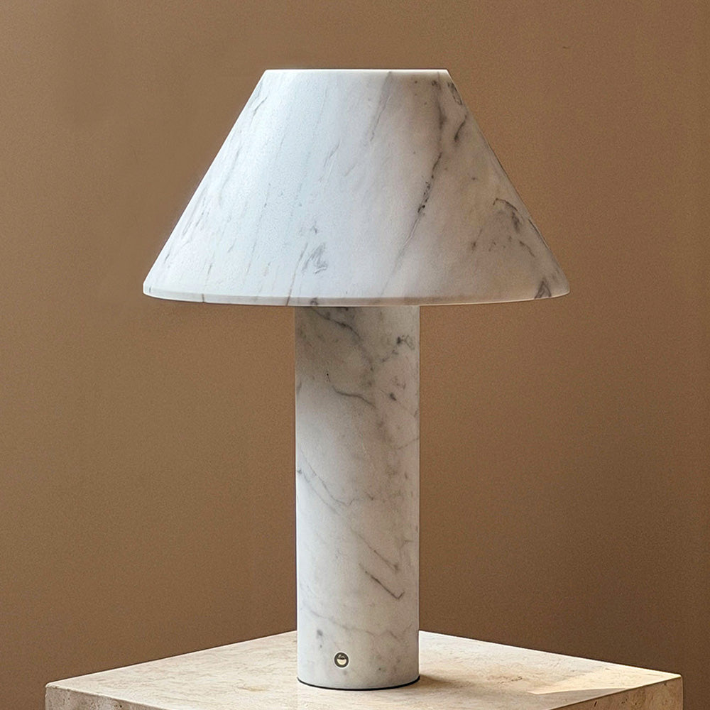 Verdelle Marble Rechargeable Table Lamp, second angled quarter view