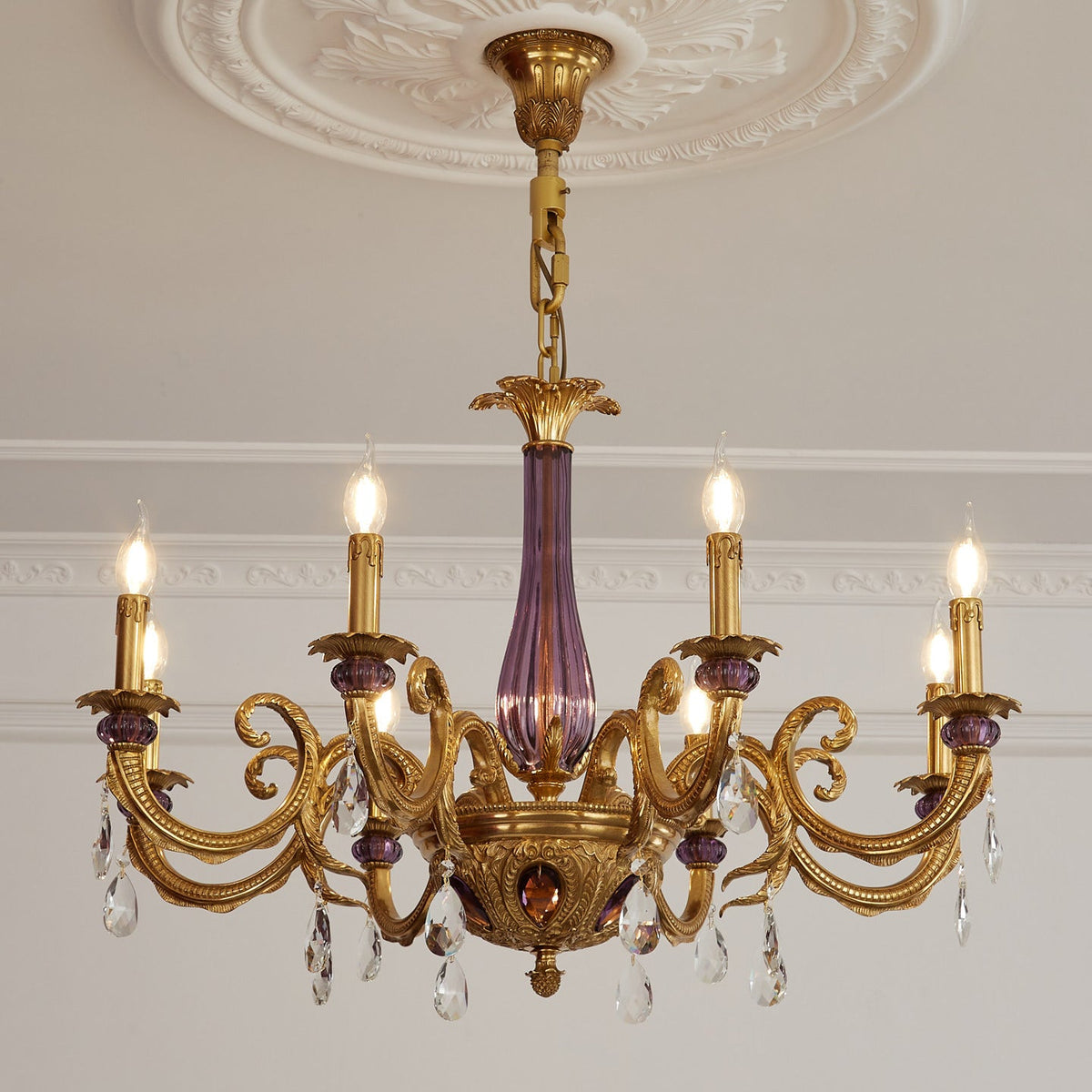 Verona Chandelier, second scale against a ceiling