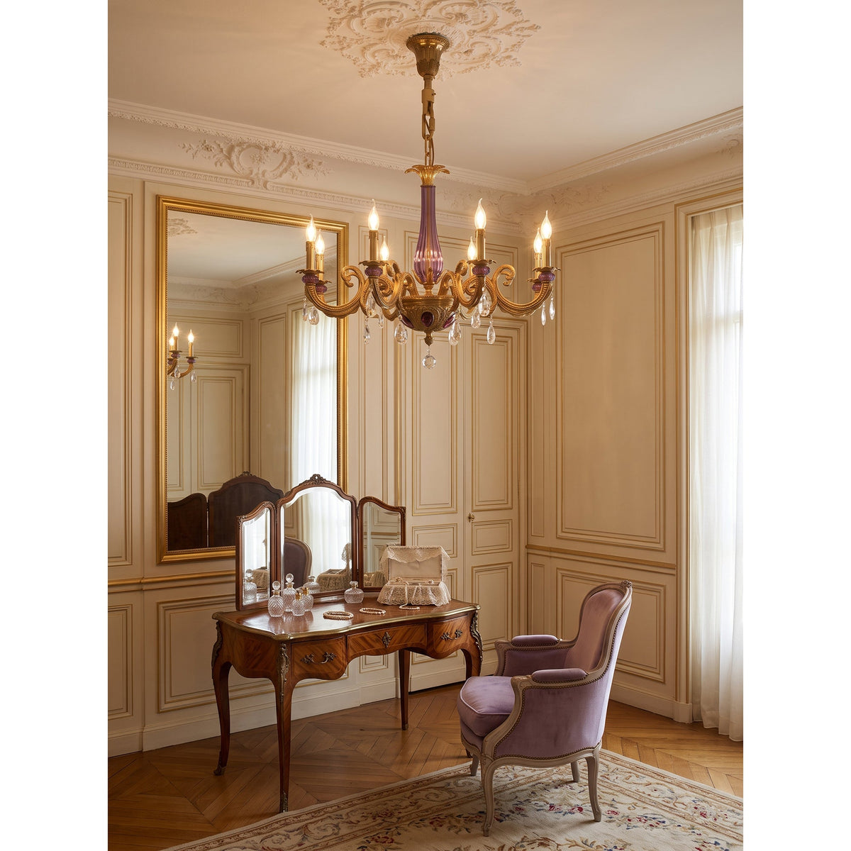 Verona Chandelier, canopy and stem detail