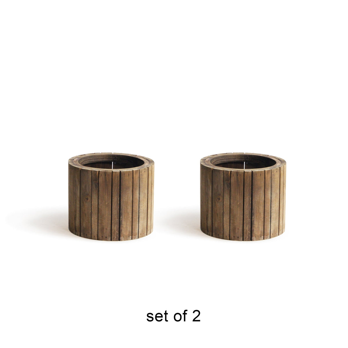 Vertical Slat Wood Planter, held for scale