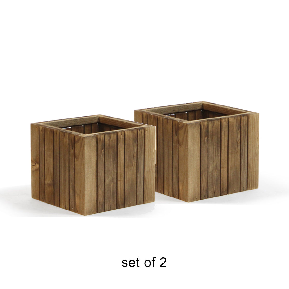 Vertical Slat Wood Planter, full range view