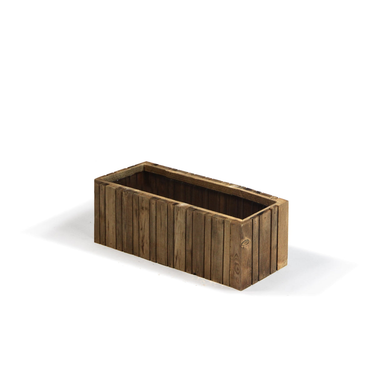 Vertical Slat Wood Planter, top down view