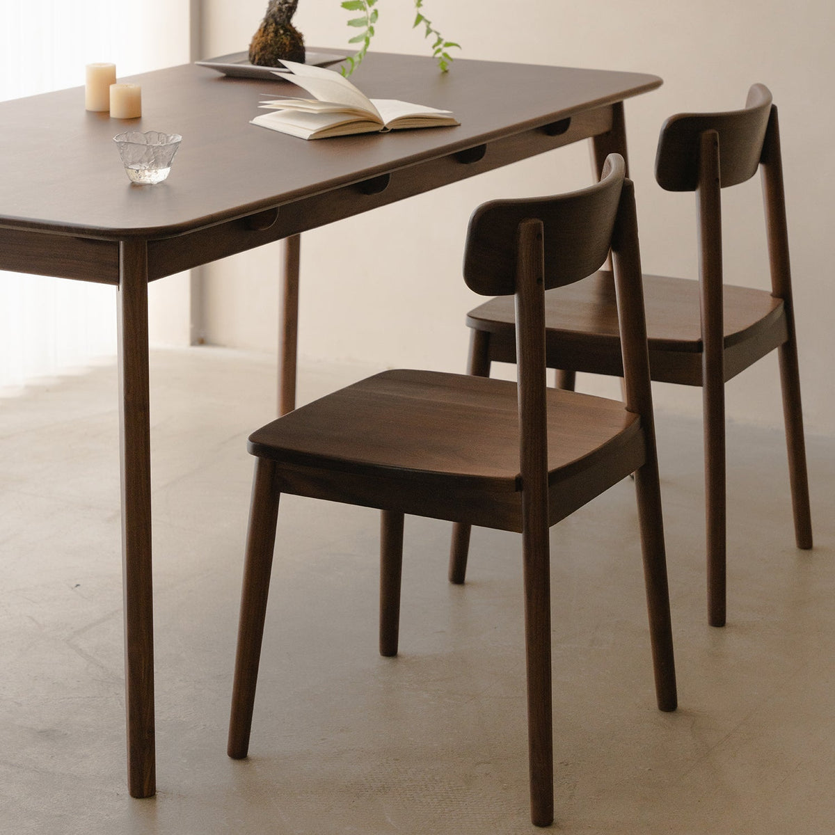 Japandi Walnut Wood Dining Chair GREEN