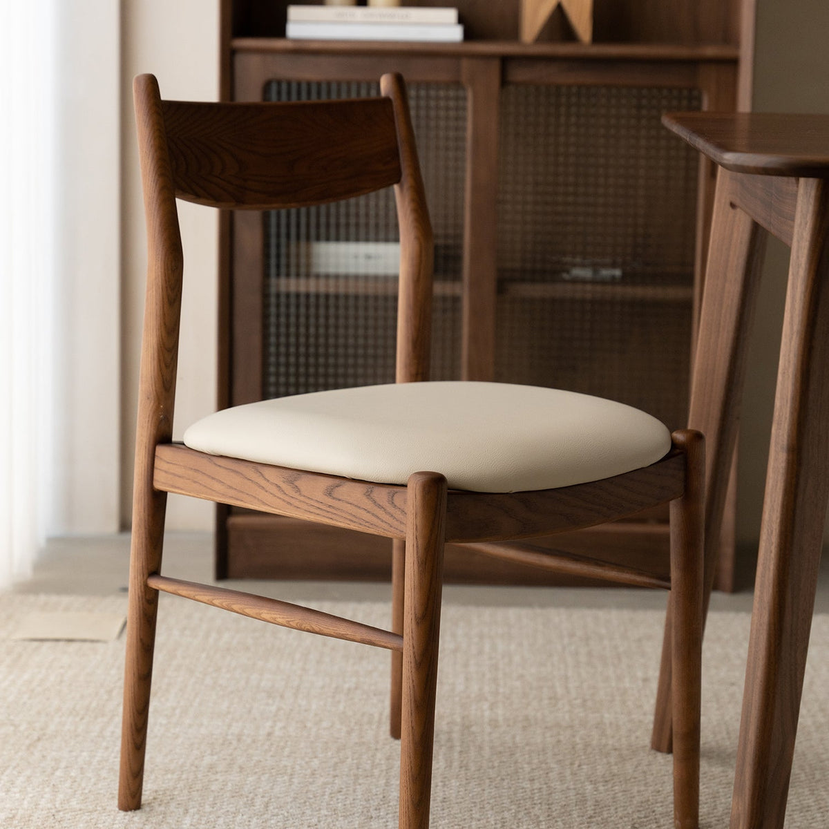 Japandi Walnut Wood Dining Chair PUREA