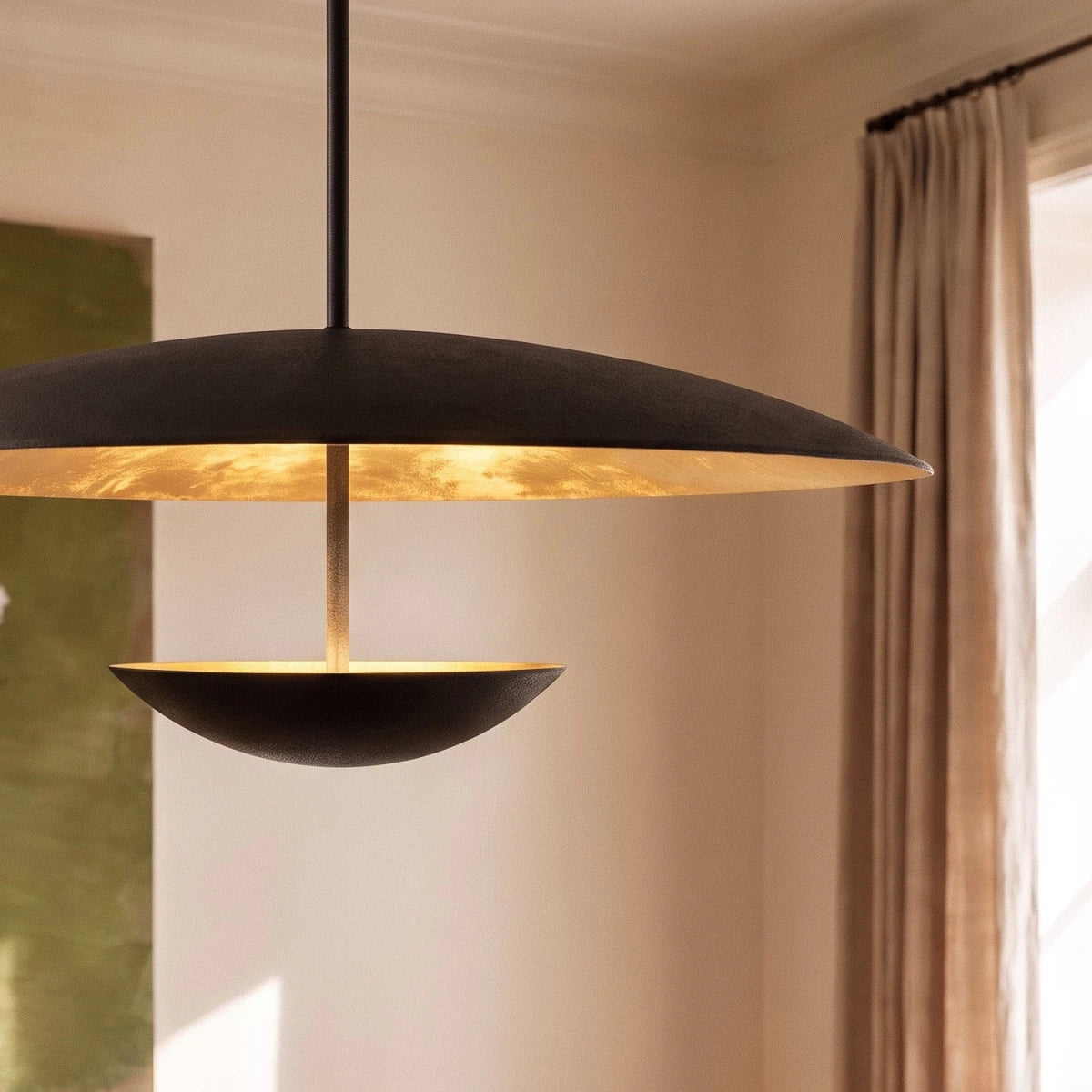 Voryn Metal Pendant Light, styled above a dining table