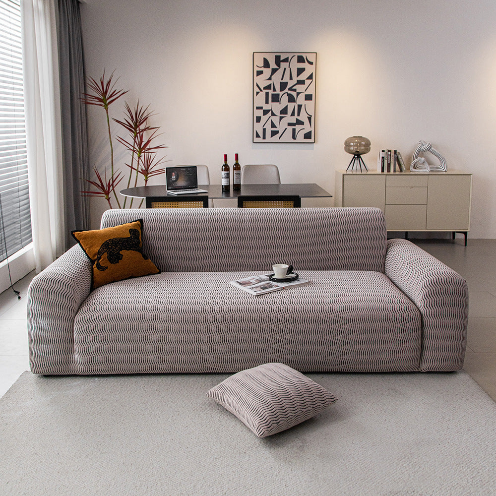 Wave Jacquard Fleece Sofa Slipcover, second full flat lay view