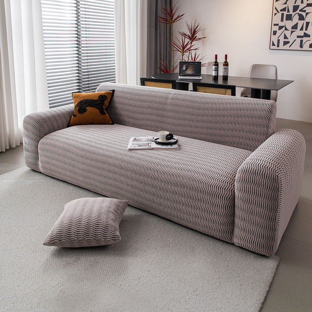 Wave Jacquard Fleece Sofa Slipcover, second corner and seam detail