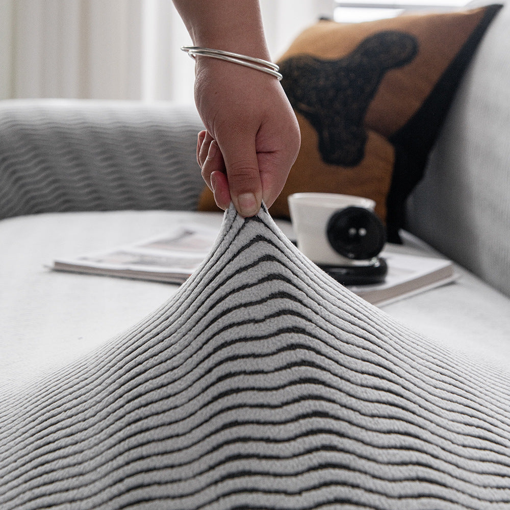 Wave Jacquard Fleece Sofa Slipcover, second fabric close up