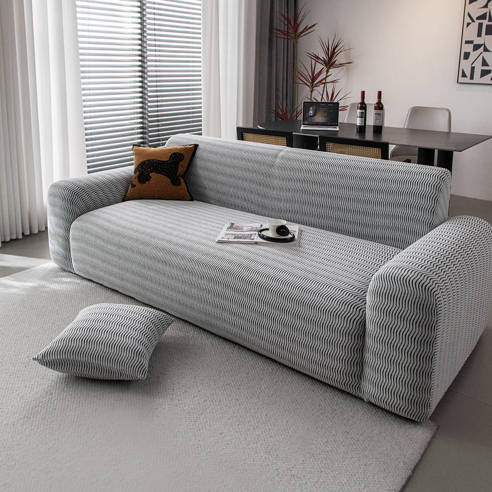 Wave Jacquard Fleece Sofa Slipcover, second edge and trim detail