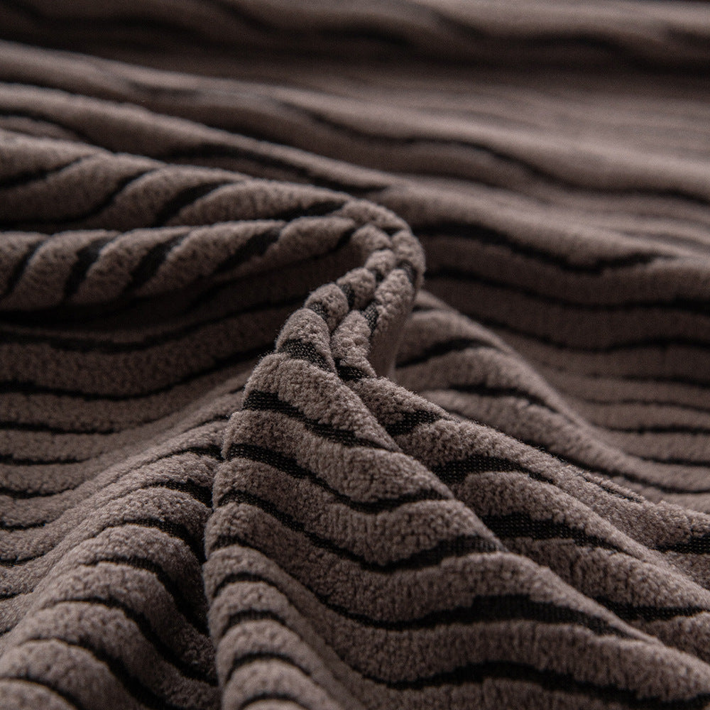 Wave Jacquard Fleece Sofa Slipcover, fabric close up