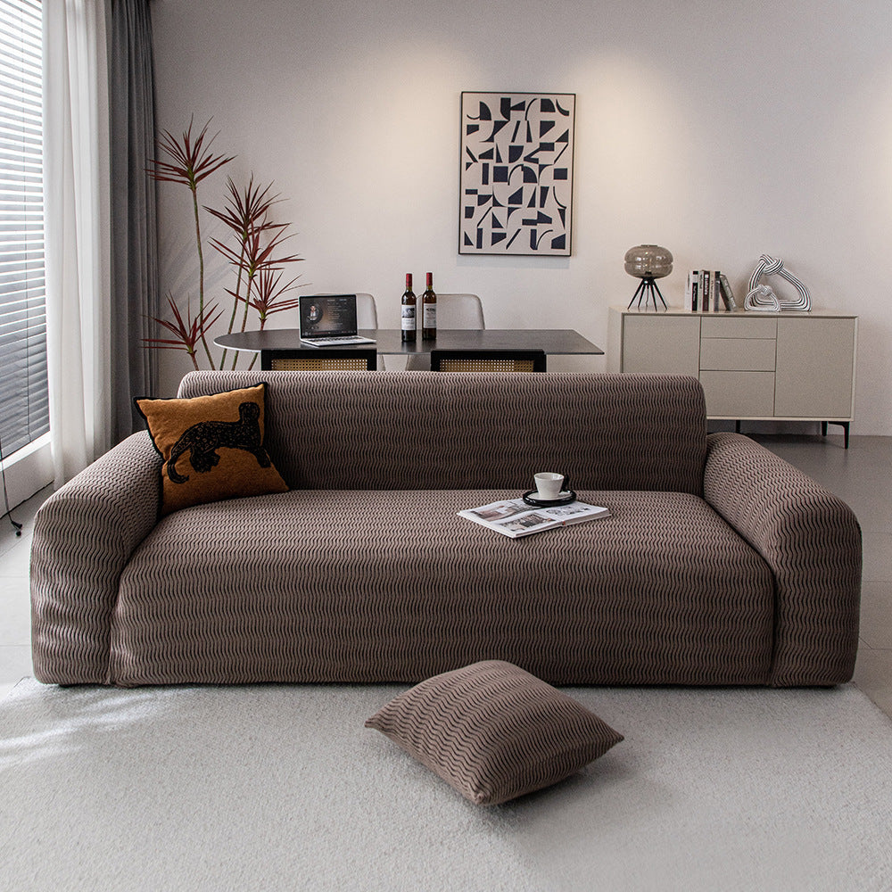 Wave Jacquard Fleece Sofa Slipcover, reverse side view