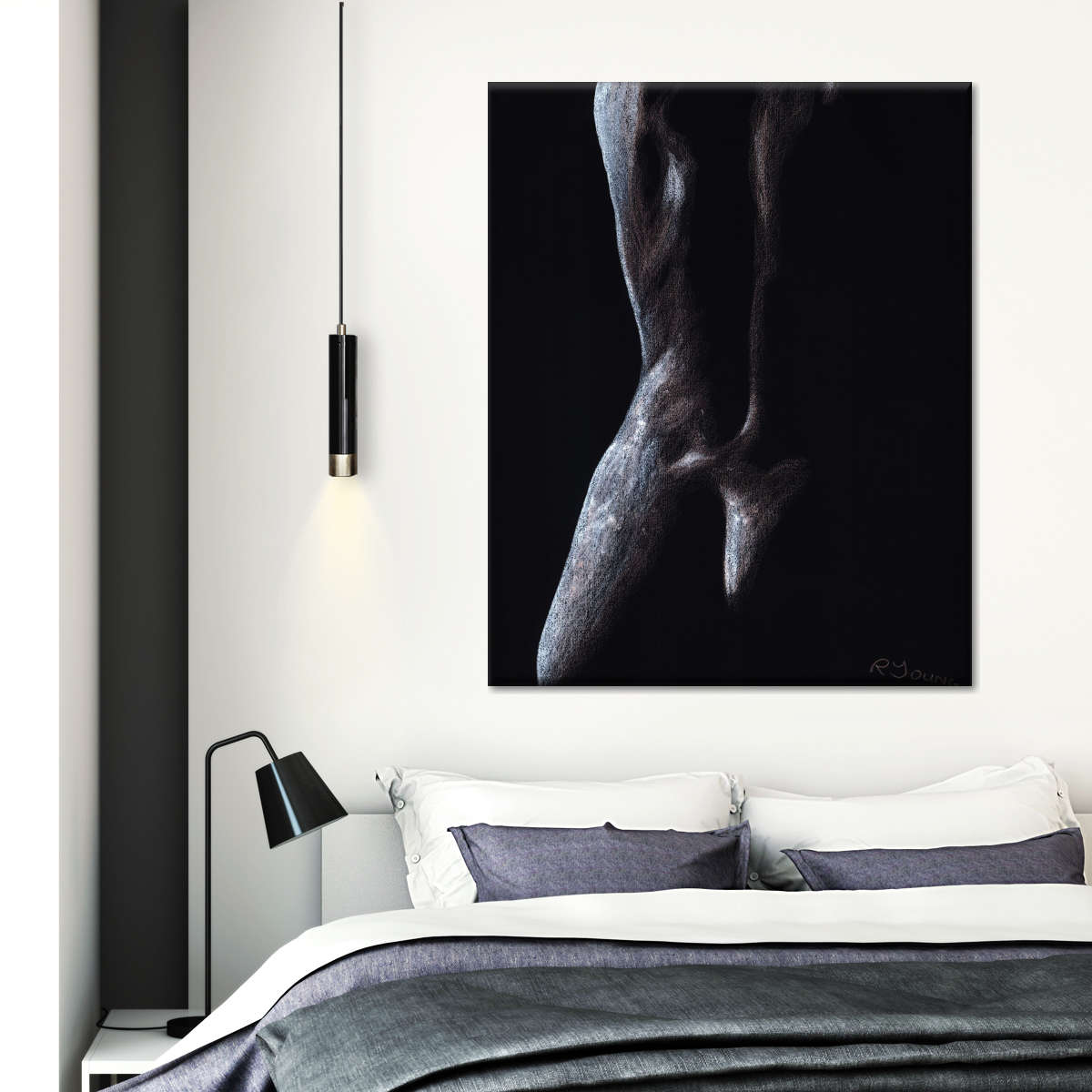 Withheld Wall Art, styled in a bedroom