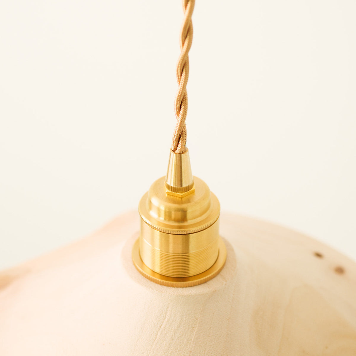 Yakusugi Wabi-sabi Wood Pendant Light, bulb and socket detail