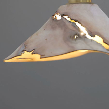 Yakusugi Wabi-sabi Wood Pendant Light, full fixture view (2)