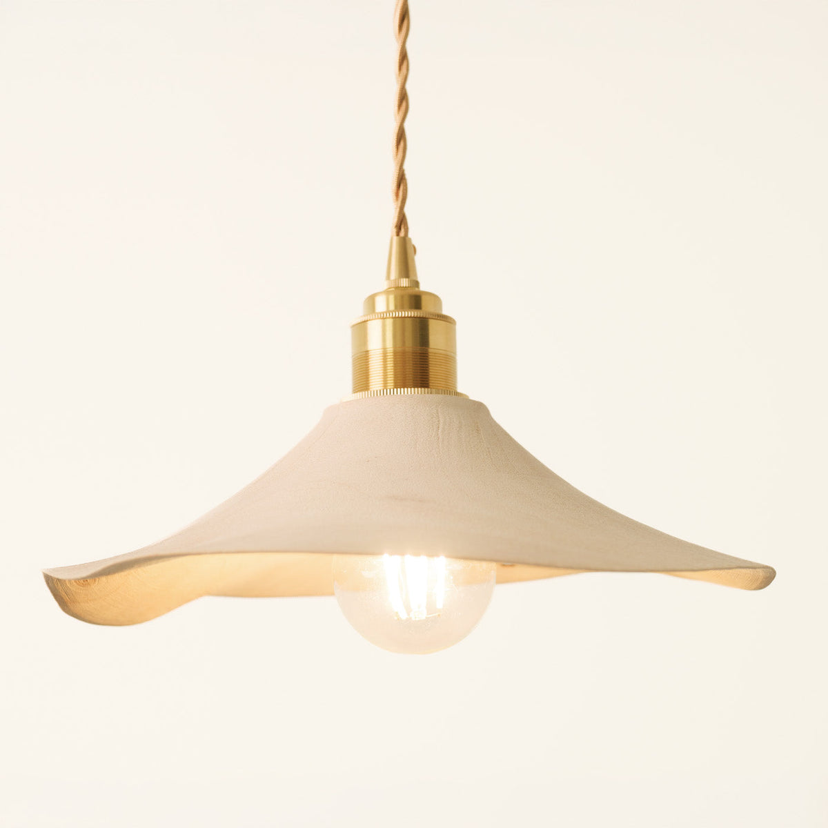 Yakusugi Wabi-sabi Wood Pendant Light, shade and diffuser detail