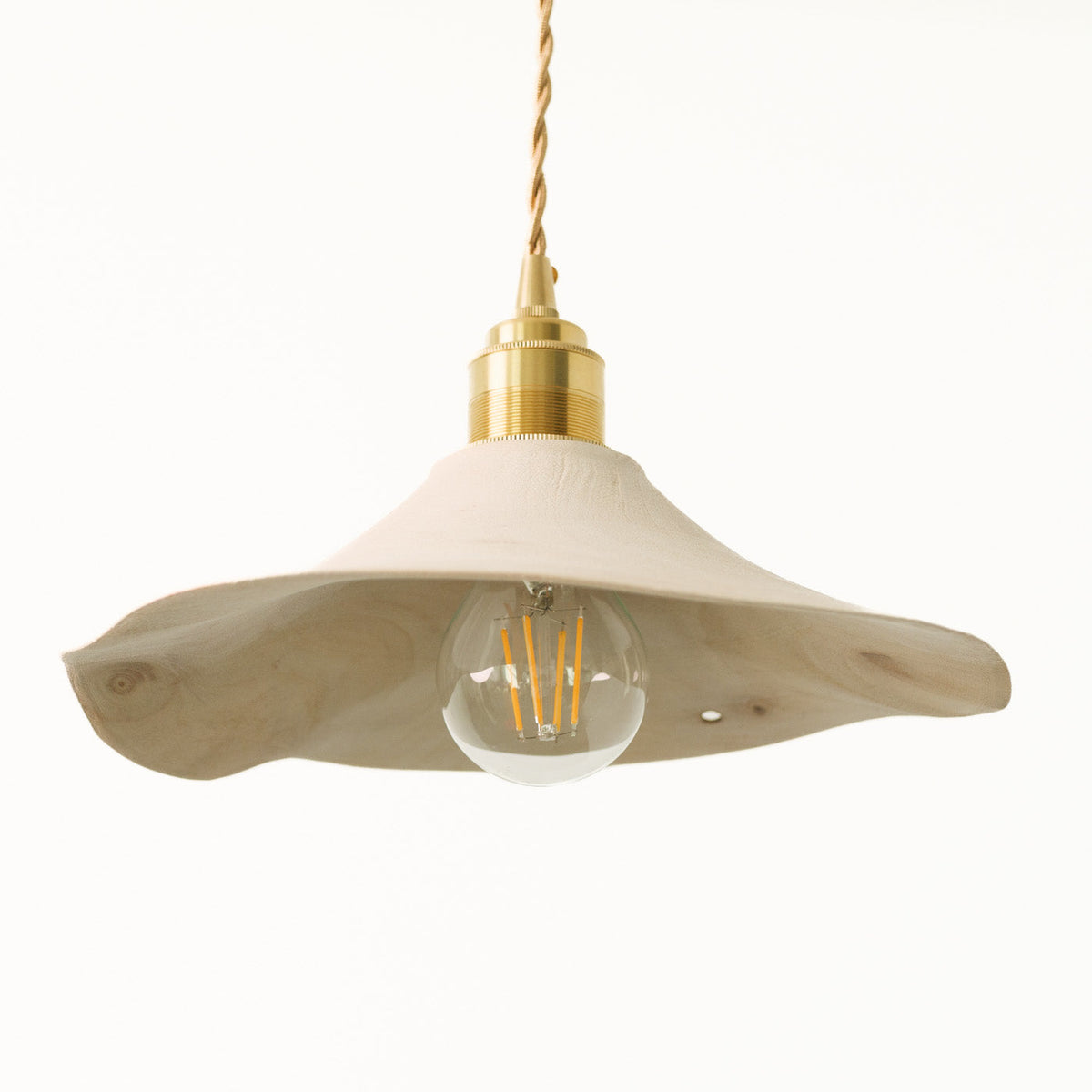 Yakusugi Wabi-sabi Wood Pendant Light, finish and hardware close up