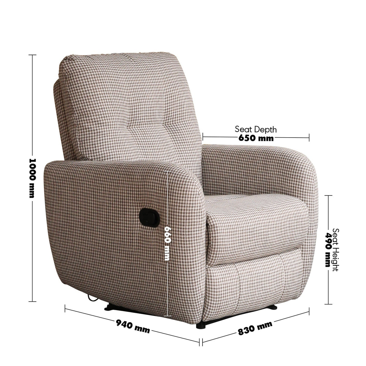 Cream Cotton Fabric Recliner 1 Seater Sofa LIBERTY