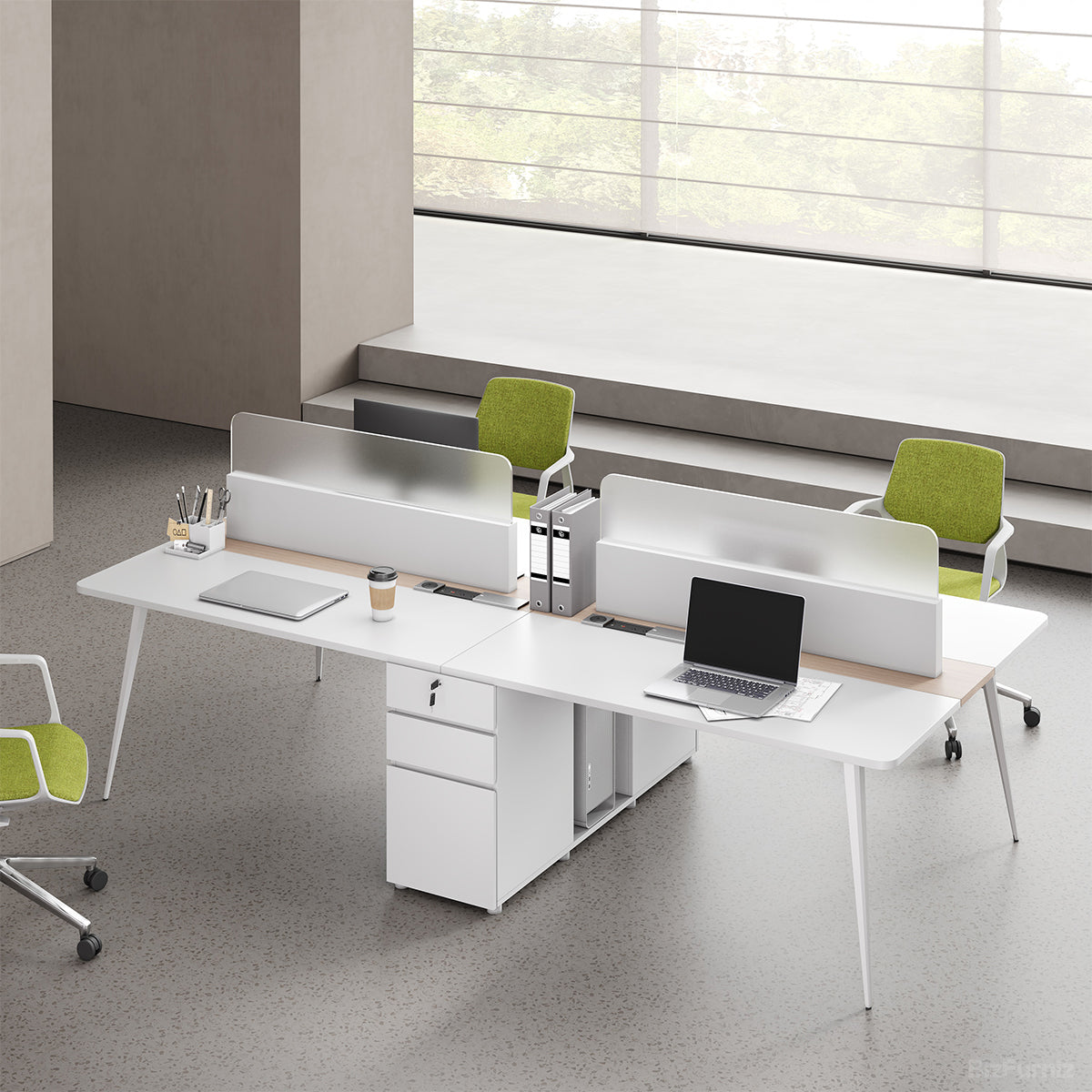 120" L 4-person Modular Office Desk, front view