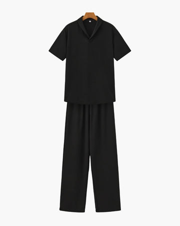 Men’s Casual Short Sleeve Shirt and Pants Set Relaxed Fit Everyday Outfit