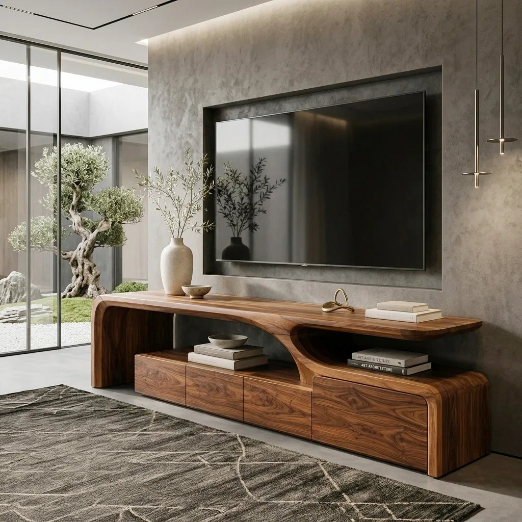Contemporary Sculptural TV Console For Living Room RTNGHNTVC142
