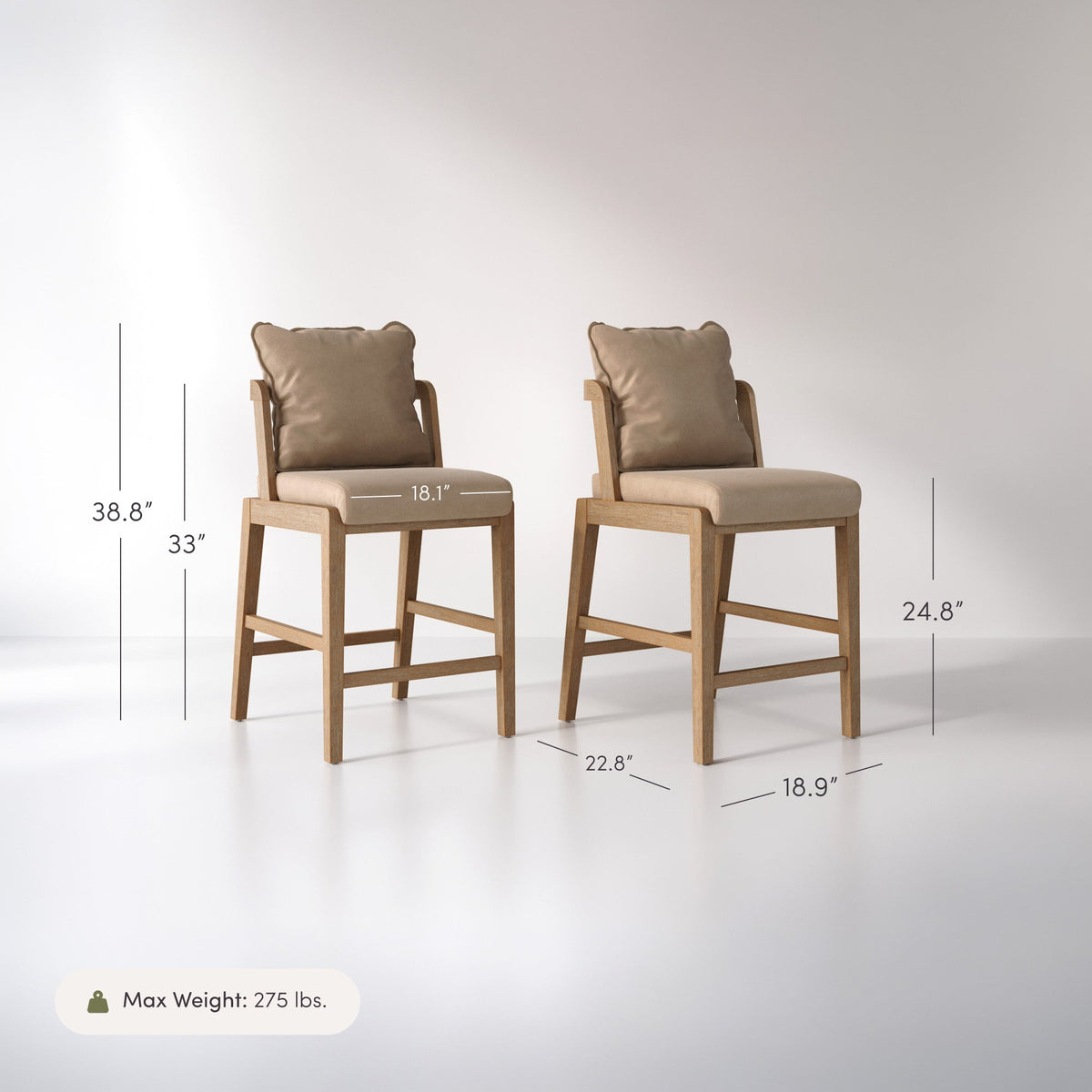 Scandinavian Faux Leather Counter Stool Light Brown No 2
