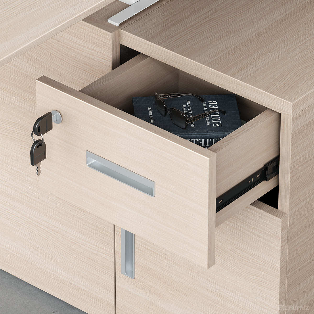 6-person Sit-to-Stand Office Desk, cable and controller detail