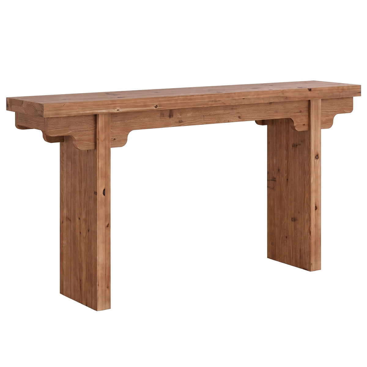 63" Farmhouse Solid Wood Console Table, scale beside a wall