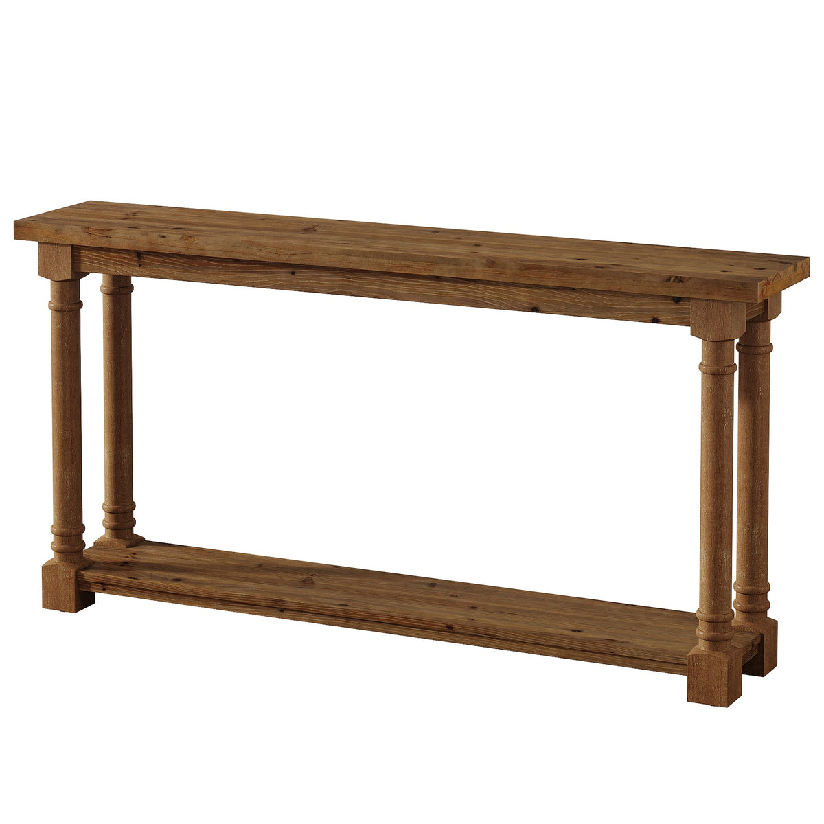 63" Solid Wood Console Table, drawer and handle detail