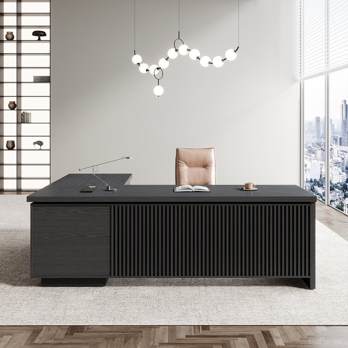 79" L L-shaped Executive Desk, angled three quarter view