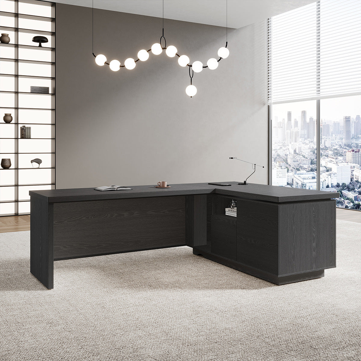 79" L L-shaped Executive Desk, leg and frame detail